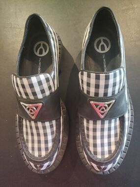 Wishbone Collection Womens Shoes 8 Black & White Checkers Mary Janes Loafers New